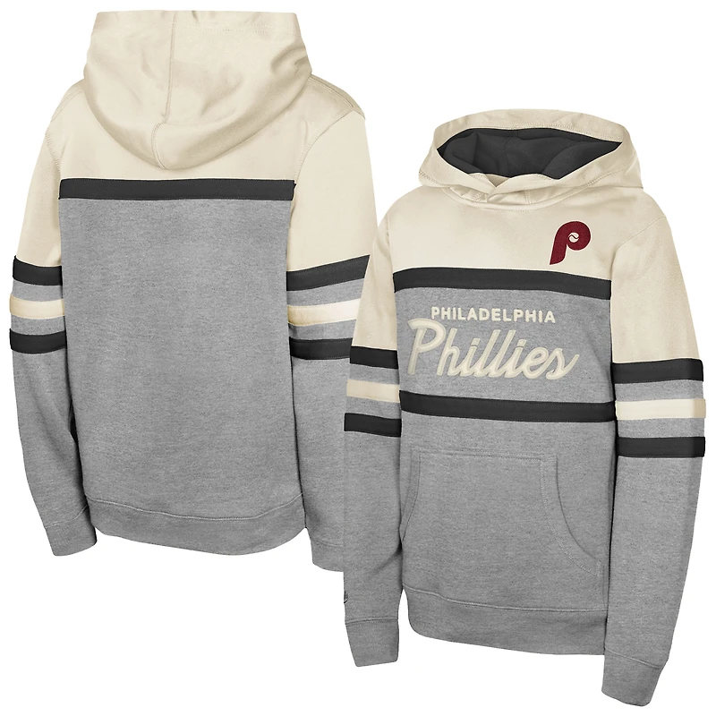 Youth Mitchell & Ness Cream Philadelphia Phillies Head Coach Pullover Hoodie