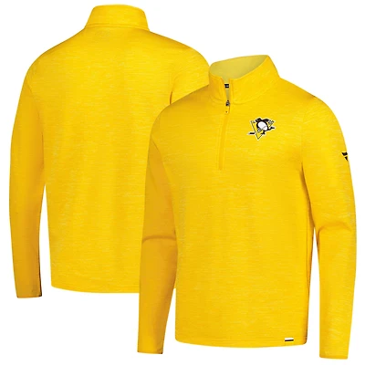 Men's Fanatics  Heather Gold Pittsburgh Penguins Authentic Pro Lightweight Quarter-Zip Pullover