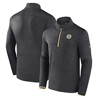 Men's Fanatics  Heather Charcoal Boston Bruins Authentic Pro Lightweight Quarter-Zip Pullover