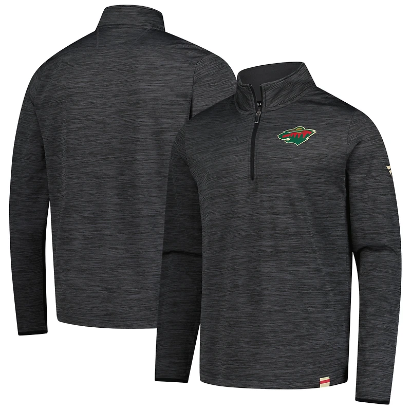 Men's Fanatics  Heather Charcoal Minnesota Wild Authentic Pro Lightweight Quarter-Zip Pullover
