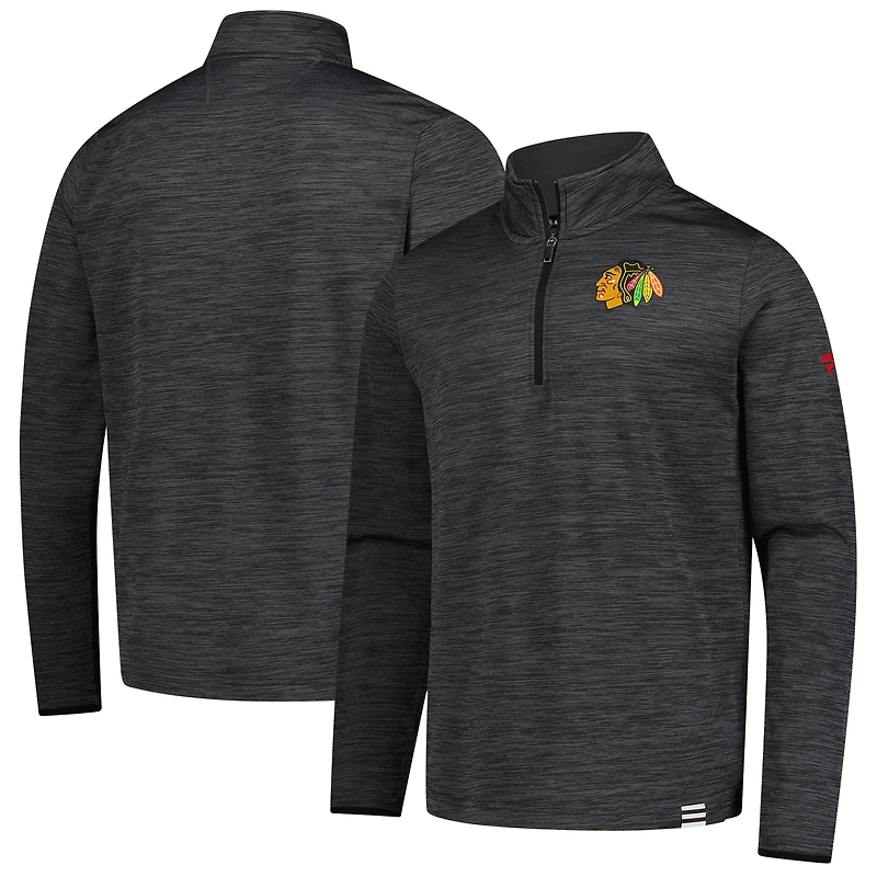 Men's Fanatics  Heather Charcoal Chicago Blackhawks Authentic Pro Lightweight Quarter-Zip Pullover