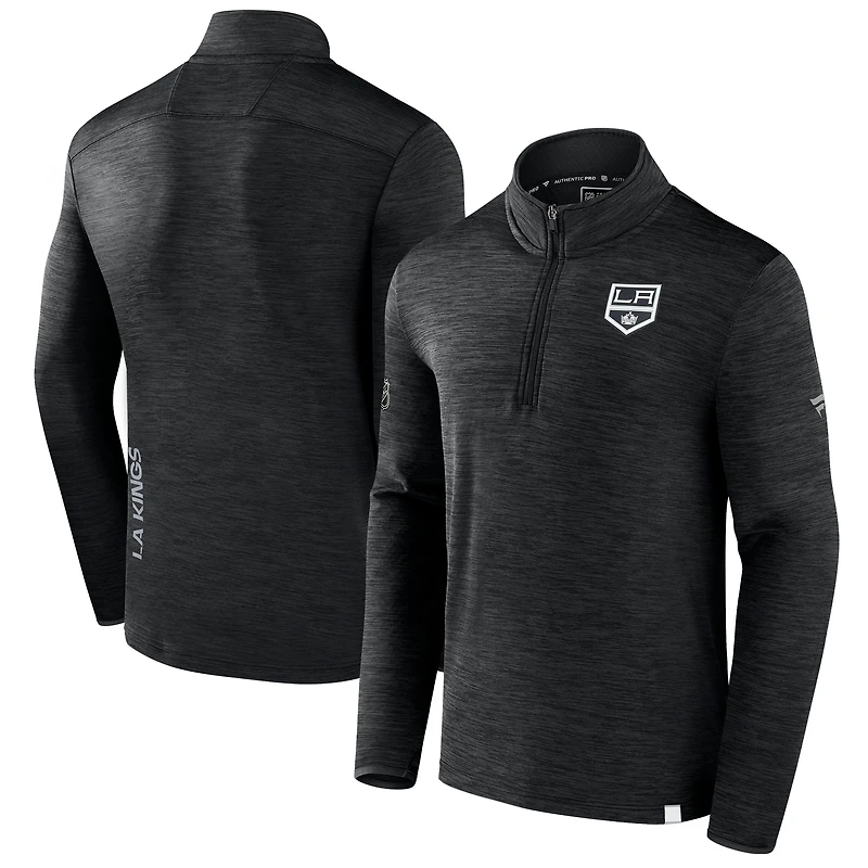 Men's Fanatics  Heather Charcoal Los Angeles Kings Authentic Pro Lightweight Quarter-Zip Pullover