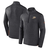 Men's Fanatics  Heather Charcoal Anaheim Ducks Authentic Pro Lightweight Quarter-Zip Pullover