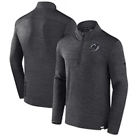 Men's Fanatics  Heather Charcoal New Jersey Devils Tonal Logo Quarter-Zip Pullover