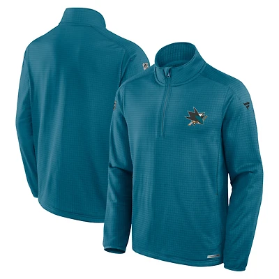 Men's Fanatics Teal San Jose Sharks Authentic Pro Rink Quarter-Zip Top