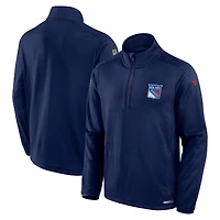 Men's Fanatics Navy New York Rangers Authentic Pro Rink Quarter-Zip Top