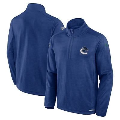 Men's Fanatics Blue Vancouver Canucks Authentic Pro Rink Quarter-Zip Top