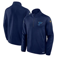 Men's Fanatics Navy St. Louis Blues Authentic Pro Rink Quarter-Zip Top