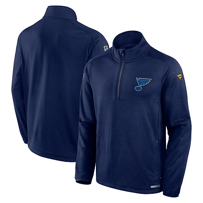 Men's Fanatics Navy St. Louis Blues Authentic Pro Rink Quarter-Zip Top