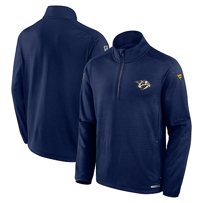Men's Fanatics Navy Nashville Predators Authentic Pro Rink Quarter-Zip Top