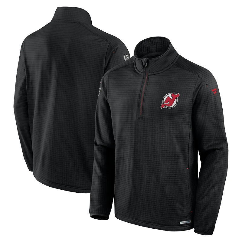 Men's Fanatics Black New Jersey Devils Authentic Pro Rink Quarter-Zip Top