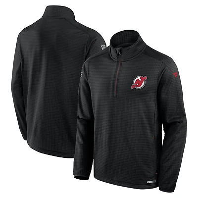 Men's Fanatics Black New Jersey Devils Authentic Pro Rink Quarter-Zip Top