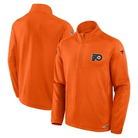 Men's Fanatics Orange Philadelphia Flyers Authentic Pro Rink Quarter-Zip Top