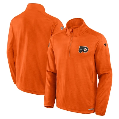 Men's Fanatics Orange Philadelphia Flyers Authentic Pro Rink Quarter-Zip Top