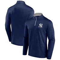 Men's Fanatics Heather Navy New York Yankees Fundamentals Quarter-Zip Pullover