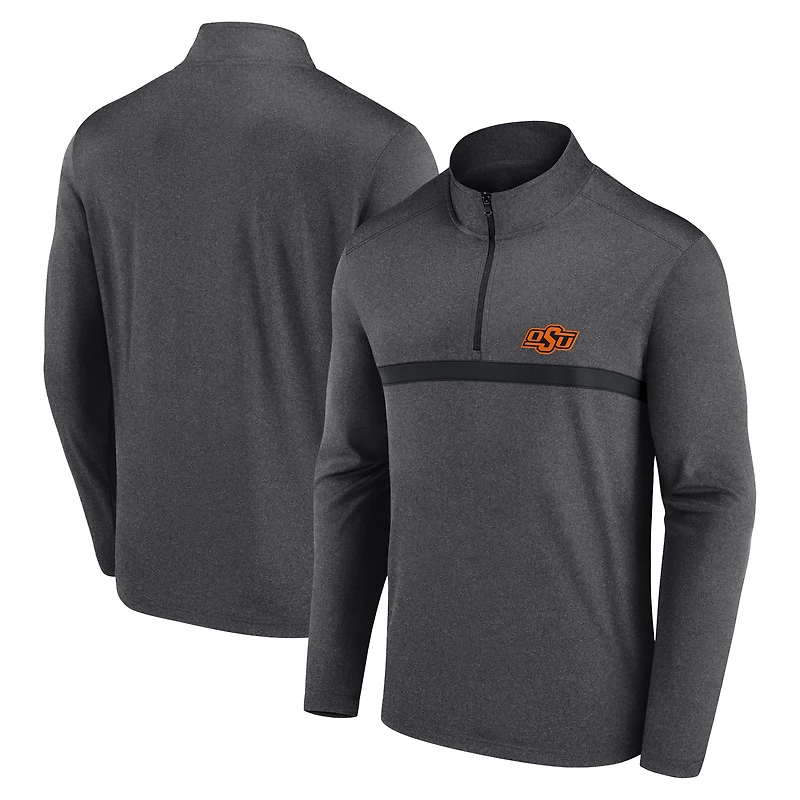 Men's Heather Charcoal Oklahoma State Cowboys Head to Head Quarter-Zip Top