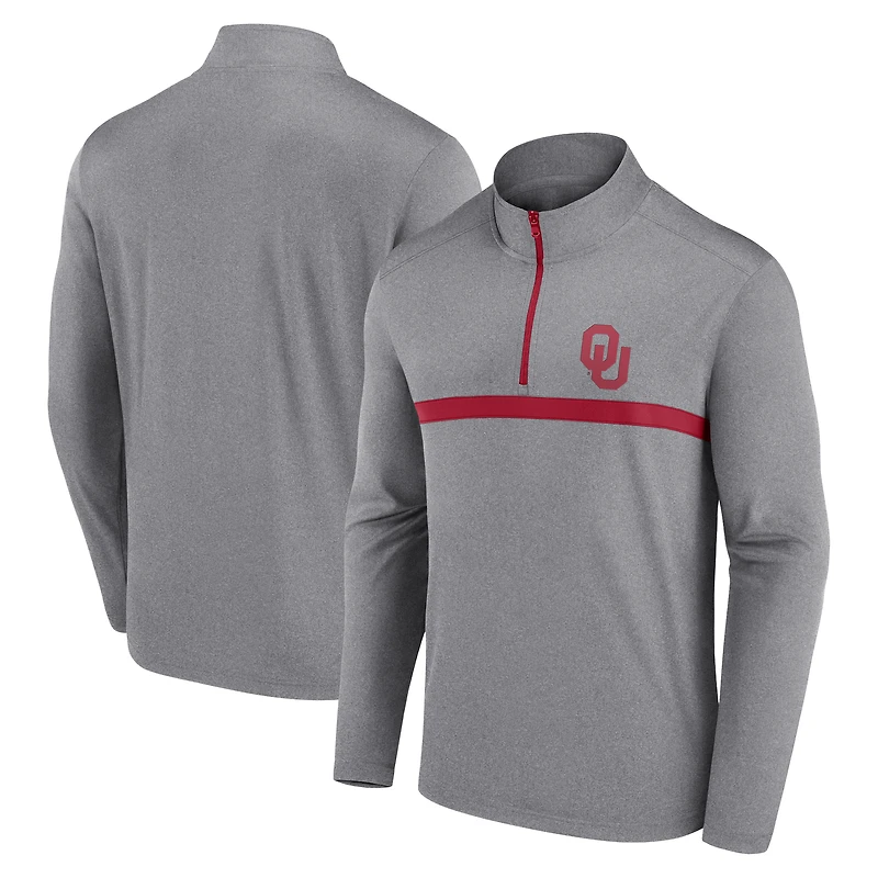 Men's Heather Gray Oklahoma Sooners Head-to-Head Quarter-Zip Pullover
