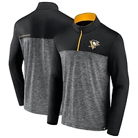 Men's Fanatics Black Pittsburgh Penguins Iconic Defender Quarter-Zip Jacket