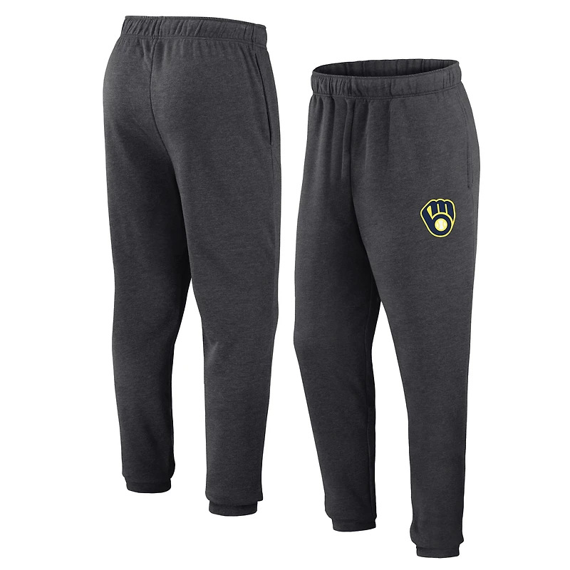 Men's Fanatics  Heather Charcoal Milwaukee Brewers Fleece Jogger Pants