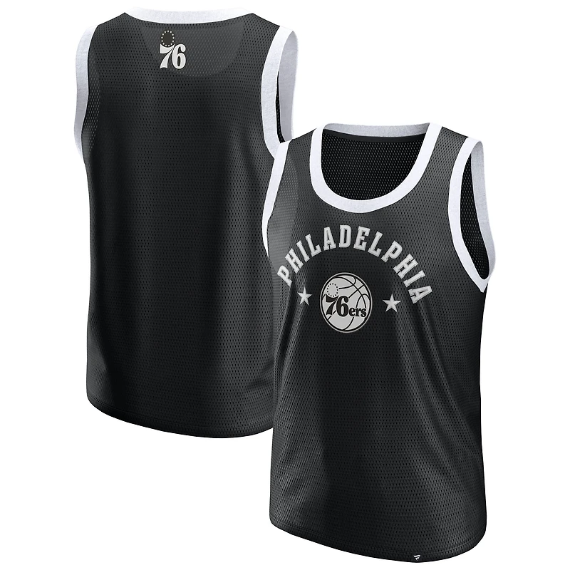Men's Fanatics  Black Philadelphia 76ers Mesh Tank Top