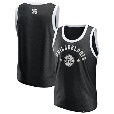 Men's Fanatics  Black Philadelphia 76ers Mesh Tank Top