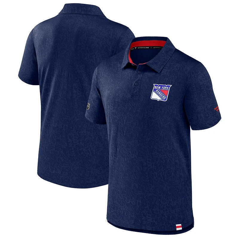 Men's Fanatics Navy New York Rangers Authentic Pro Jacquard Polo