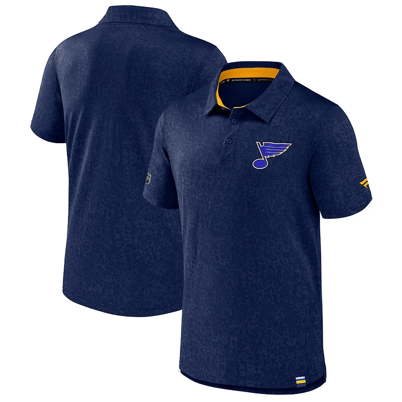 Men's Fanatics  Navy St. Louis Blues Authentic Pro Jacquard Polo