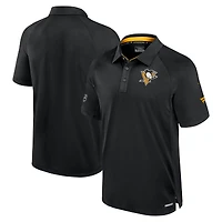 Men's Fanatics  Black Pittsburgh Penguins Authentic Pro Rink Raglan Polo