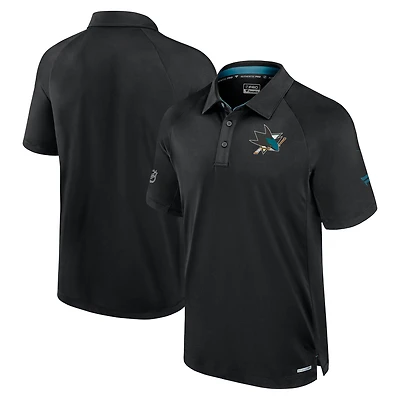Men's Fanatics  Black San Jose Sharks Authentic Pro Rink Raglan Polo