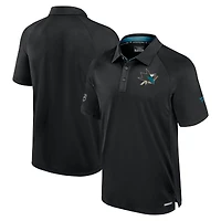 Men's Fanatics  Black San Jose Sharks Authentic Pro Rink Raglan Polo