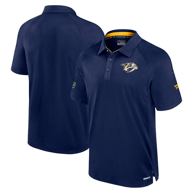 Men's Fanatics Navy Nashville Predators Authentic Pro Rink Raglan Polo