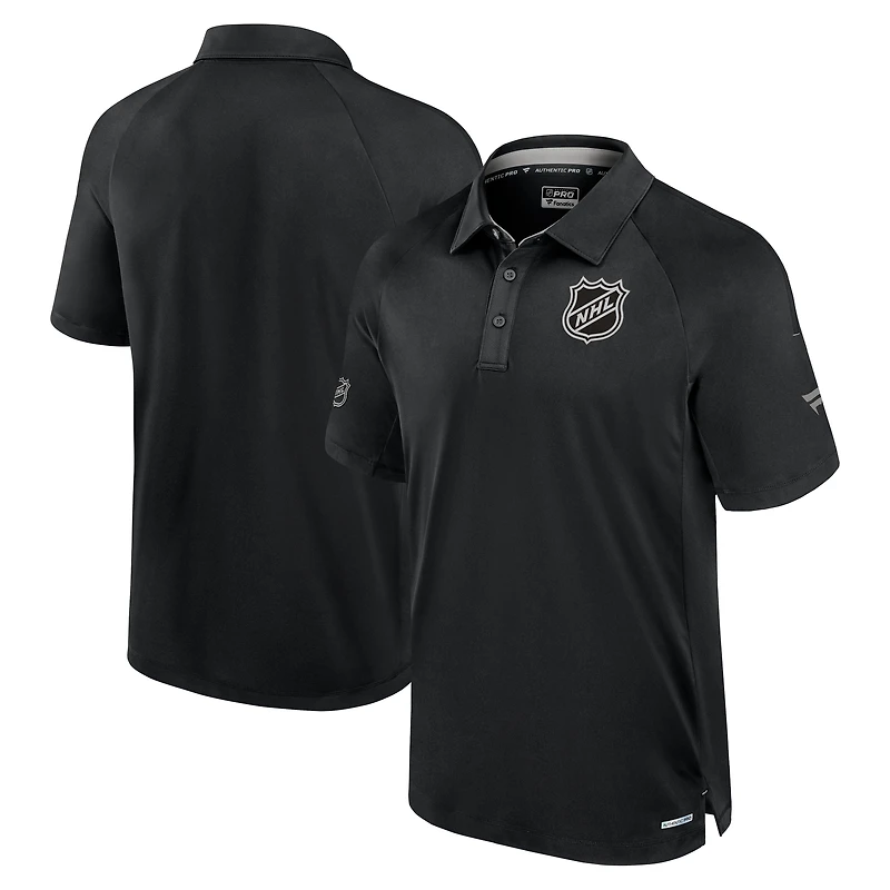Men's Fanatics  Black NHL Authentic Pro Rink Raglan Polo
