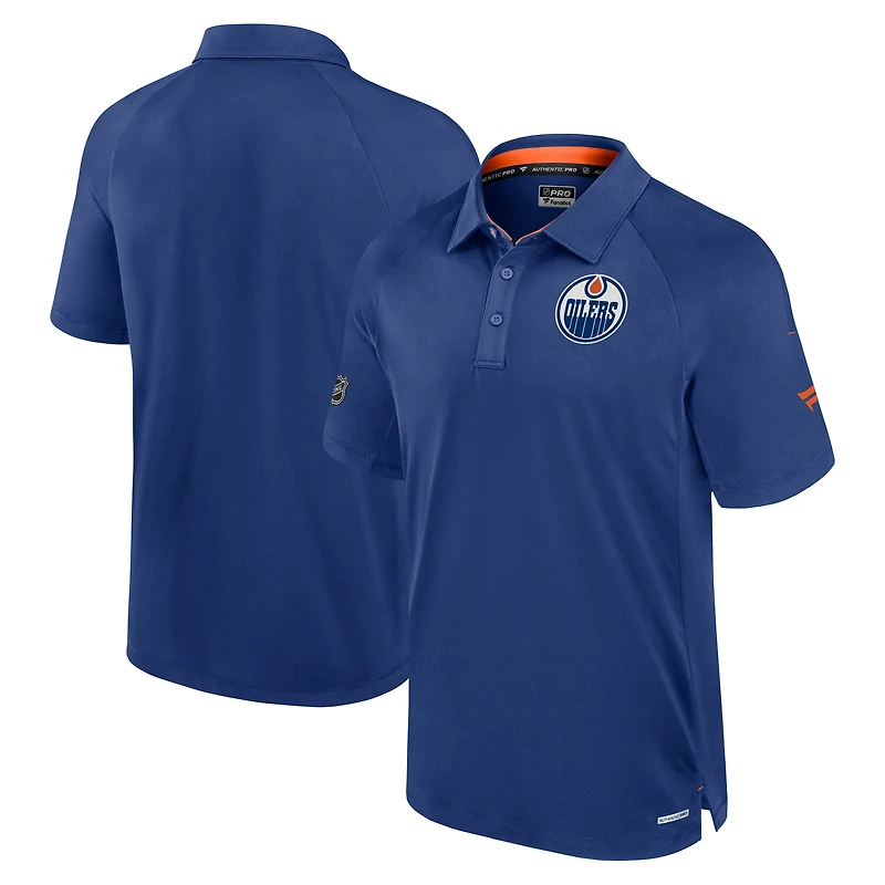 Men's Fanatics  Royal Edmonton Oilers Authentic Pro Rink Raglan Polo