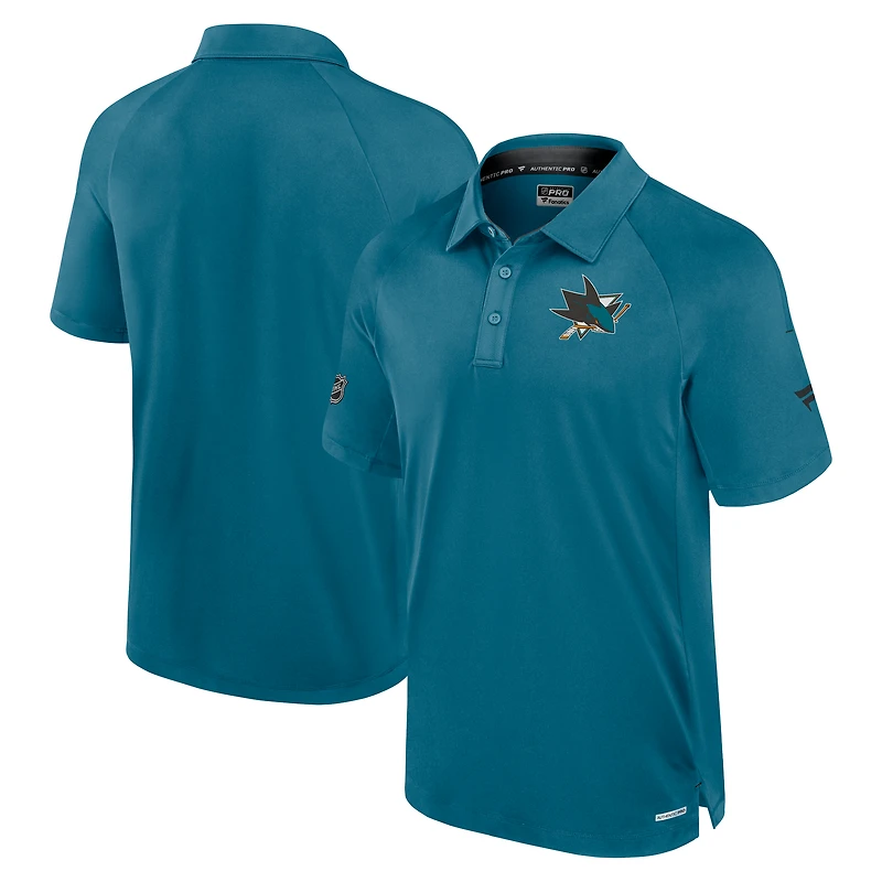 Men's Fanatics  Teal San Jose Sharks Authentic Pro Rink Raglan Polo