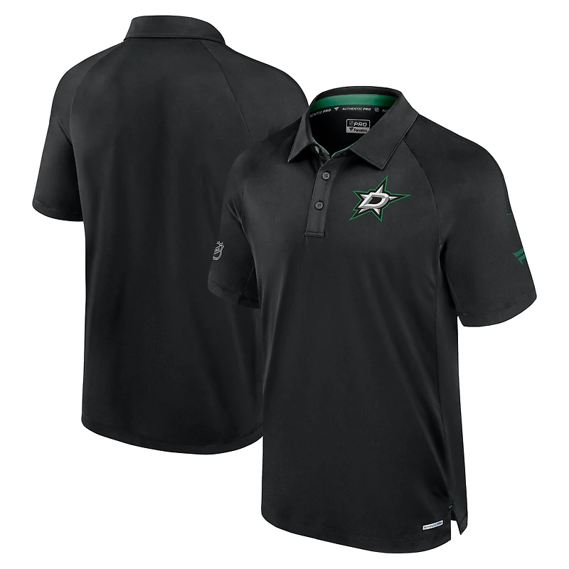 Men's Fanatics  Black Dallas Stars Authentic Pro Rink Raglan Polo