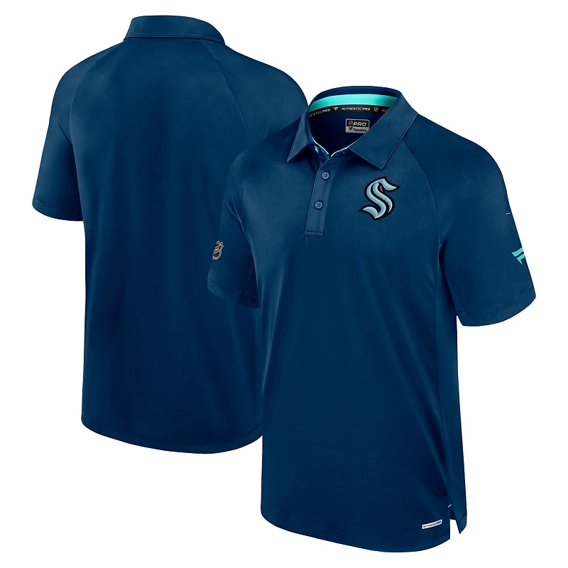 Men's Fanatics  Deep Sea Blue Seattle Kraken Authentic Pro Rink Raglan Polo