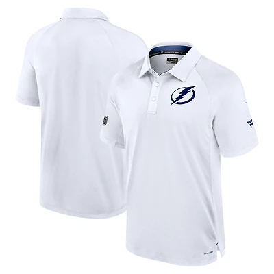 Men's Fanatics White Tampa Bay Lightning Authentic Pro Rink Raglan Polo