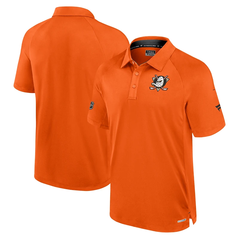 Men's Fanatics  Orange Anaheim Ducks Authentic Pro Rink Raglan Polo