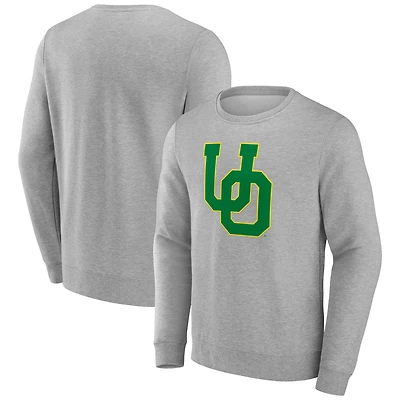 Men's Fanatics Gray Oregon Ducks Applique Fleece Pullover Sweatshirt