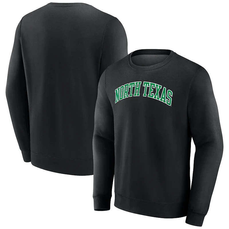 Men's Fanatics Black North Texas Mean Green Short Name Pullover Sweatshirt