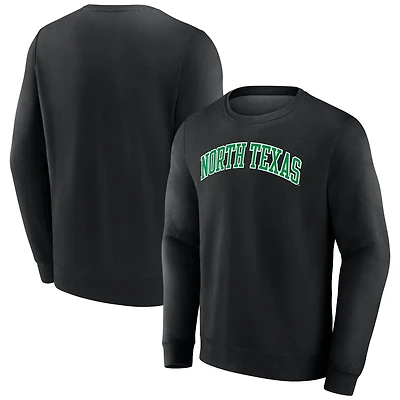 Men's Fanatics Black North Texas Mean Green Short Name Pullover Sweatshirt