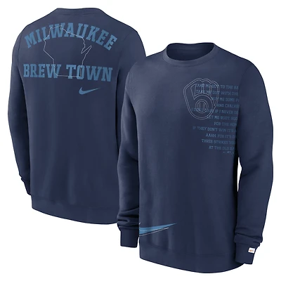 Unisex Nike  Navy Milwaukee Brewers Statement Ball Game Pullover Sweatshirt