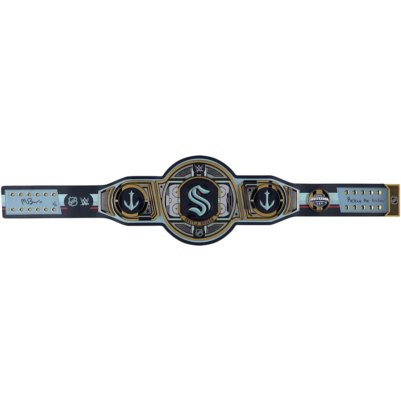 Matty Beniers Seattle Kraken Autographed WWE Legacy Title Belt with "Release the Kraken" Inscription - Limited Edition #5/5