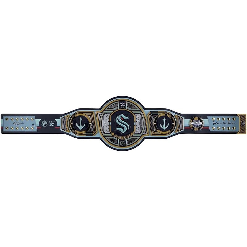Matty Beniers Seattle Kraken Autographed WWE Legacy Title Belt with "Release the Kraken" Inscription