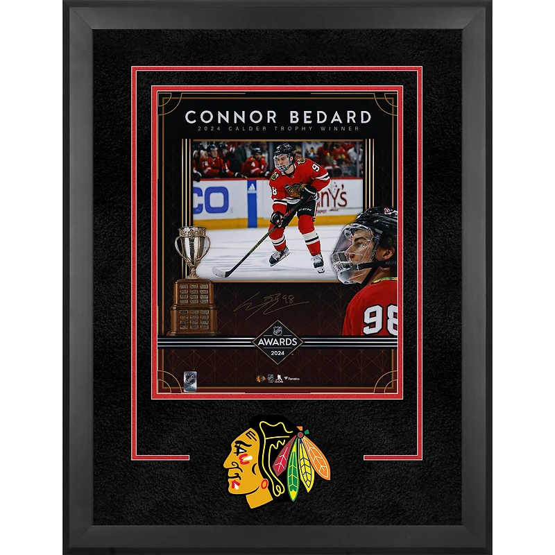 Connor Bedard Chicago Blackhawks Autographed Deluxe Framed 16" x 20" 2024 Calder Trophy Stylized Photograph