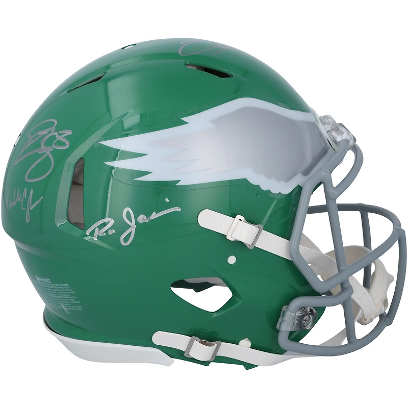 Philadelphia Eagles Quarterbacks Autographed Riddell Throwback Speed Authentic Helmet with 5 Signatures