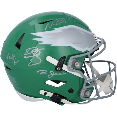 Philadelphia Eagles Quarterbacks Autographed Riddell Throwback Speed Flex Authentic Helmet with 5 Signatures