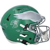 Philadelphia Eagles Quarterbacks Autographed Riddell Throwback Speed Flex Authentic Helmet with 5 Signatures