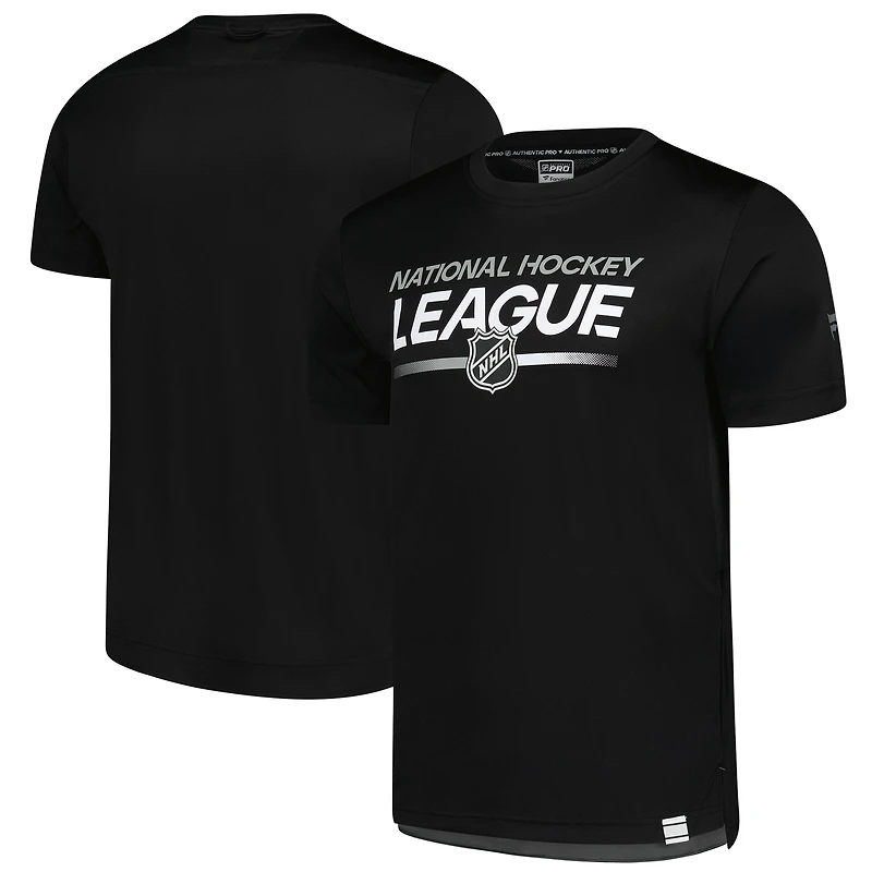 Men's Fanatics Black NHL-Logo Authentic Pro Tech T-Shirt