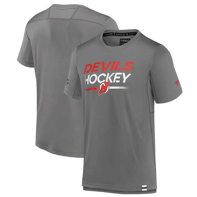 Men's Fanatics  Gray New Jersey Devils Authentic Pro Tech T-Shirt